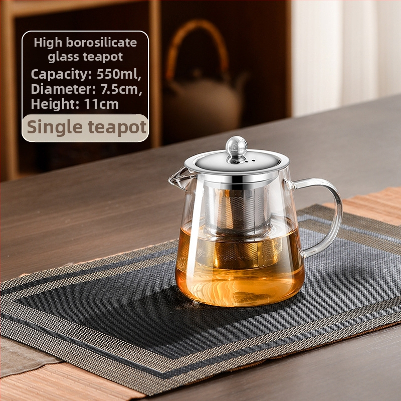 Aukštai temperatūrai atsparus stiklinis arbatinukas su filtru arbatinuku arbatos ir vandens atskyrimo puodeliu arbatos rinkiniu, tinkančiu orkaitei verdančiu arbatinuku su elektrine keramikos virykle