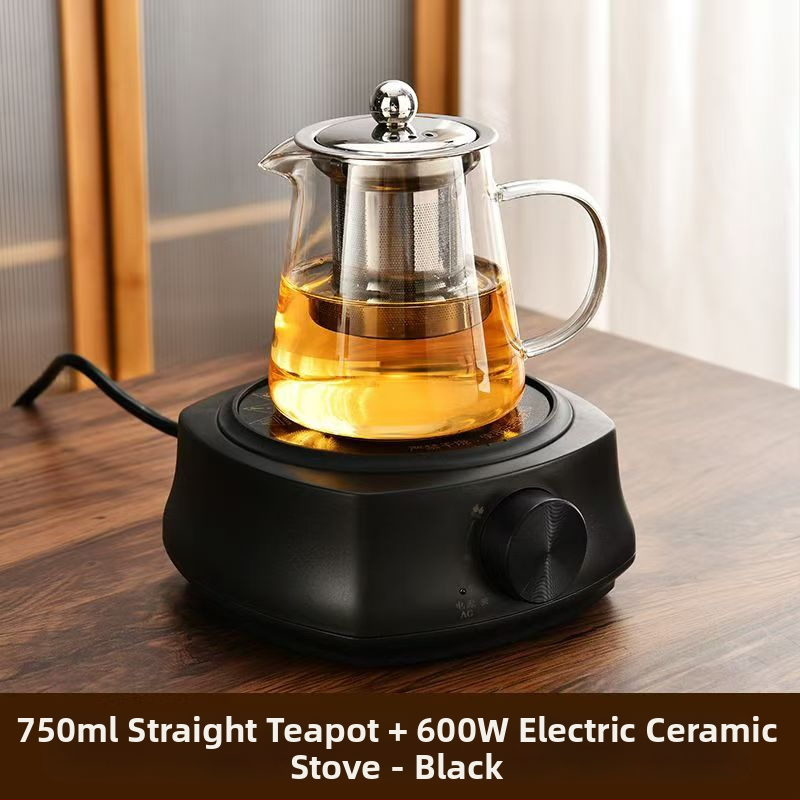 Aukštai temperatūrai atsparus stiklinis arbatinukas su filtru arbatinuku arbatos ir vandens atskyrimo puodeliu arbatos rinkiniu, tinkančiu orkaitei verdančiu arbatinuku su elektrine keramikos virykle