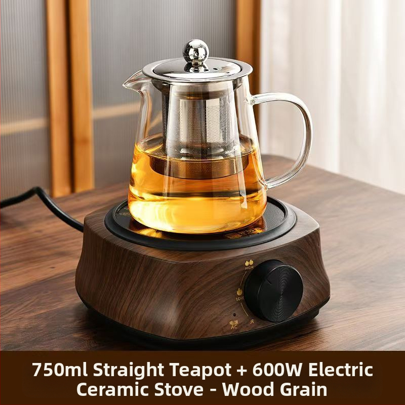 Aukštai temperatūrai atsparus stiklinis arbatinukas su filtru arbatinuku arbatos ir vandens atskyrimo puodeliu arbatos rinkiniu, tinkančiu orkaitei verdančiu arbatinuku su elektrine keramikos virykle