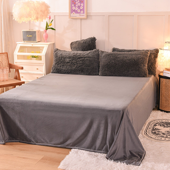 Зимен комплект спално бельо от четири части от норково кадифе, удебелен калъф за завивка, коралов кадифе, кристален кадифе, чаршаф в стил принцеса и чаршаф с плъст