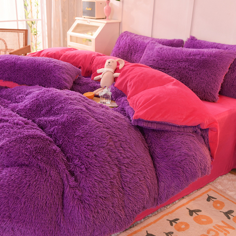 Zimski set posteljine od nerčevog baršuna, zadebljana navlaka za poplun, koraljni baršun, kristalni baršun, plahta u stilu princeze i čarapa s mehanizmom