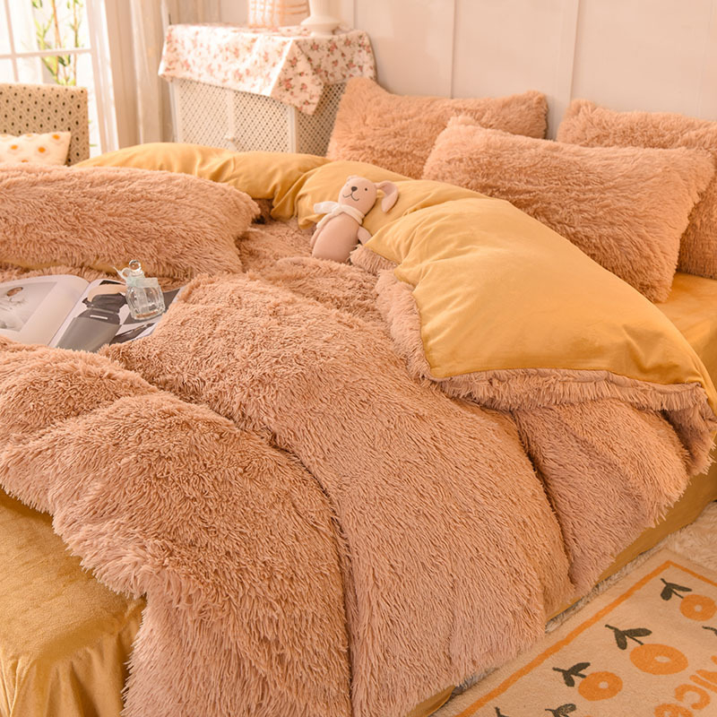 Zimski set posteljine od nerčevog baršuna, zadebljana navlaka za poplun, koraljni baršun, kristalni baršun, plahta u stilu princeze i čarapa s mehanizmom