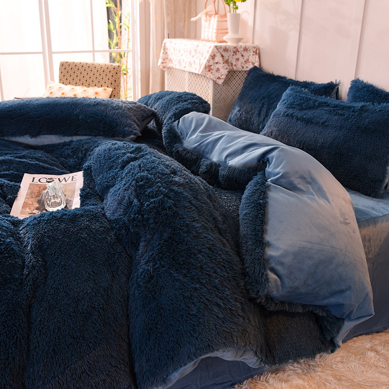 Zimski set posteljine od nerčevog baršuna, zadebljana navlaka za poplun, koraljni baršun, kristalni baršun, plahta u stilu princeze i čarapa s mehanizmom