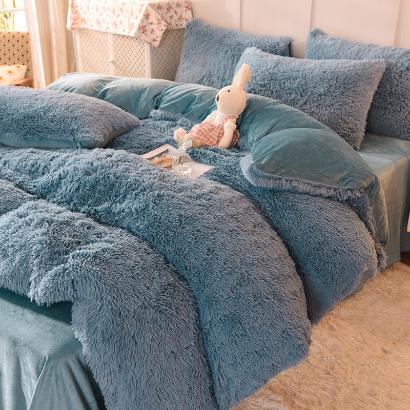 Zimski set posteljine od nerčevog baršuna, zadebljana navlaka za poplun, koraljni baršun, kristalni baršun, plahta u stilu princeze i čarapa s mehanizmom