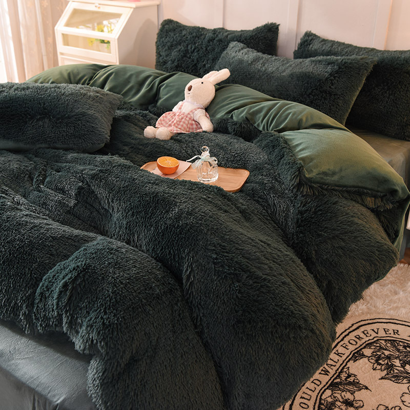 Zimski set posteljine od nerčevog baršuna, zadebljana navlaka za poplun, koraljni baršun, kristalni baršun, plahta u stilu princeze i čarapa s mehanizmom