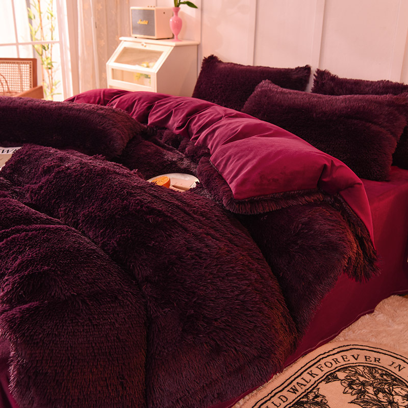 Zimski set posteljine od nerčevog baršuna, zadebljana navlaka za poplun, koraljni baršun, kristalni baršun, plahta u stilu princeze i čarapa s mehanizmom