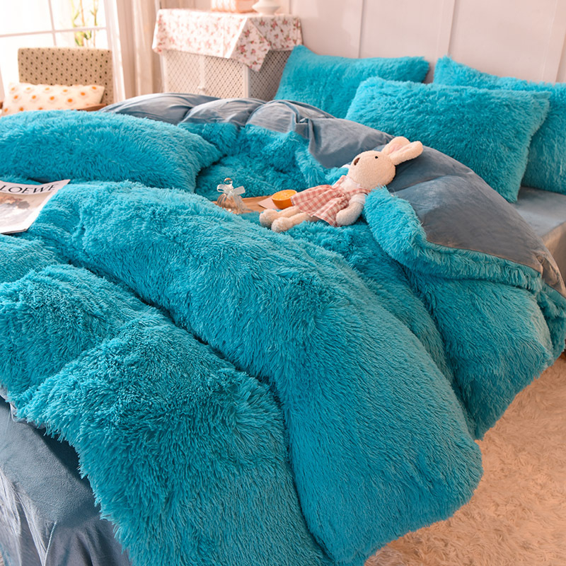 Zimski set posteljine od nerčevog baršuna, zadebljana navlaka za poplun, koraljni baršun, kristalni baršun, plahta u stilu princeze i čarapa s mehanizmom