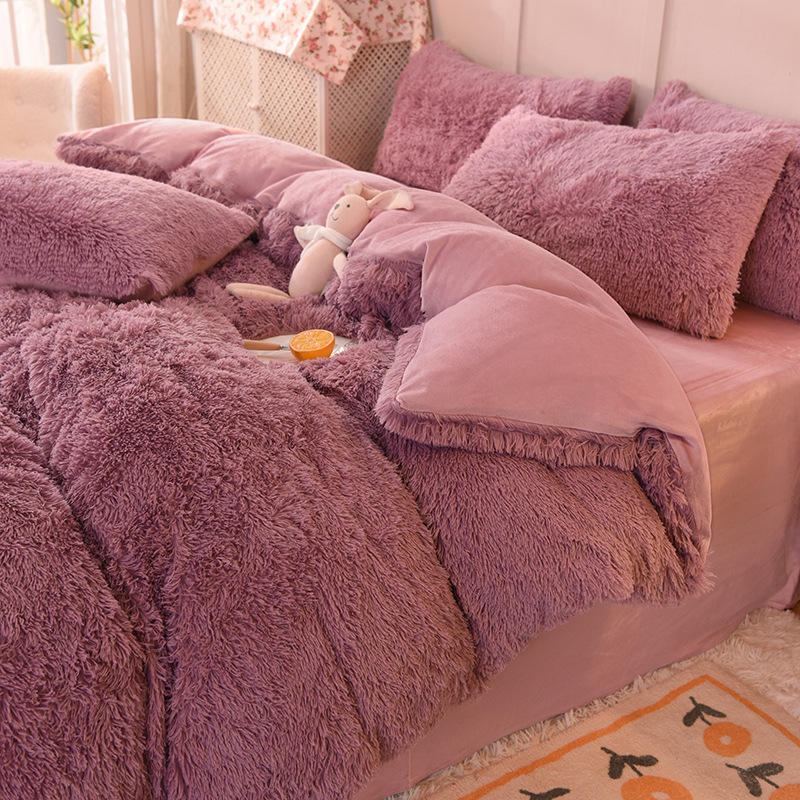 Zimski set posteljine od nerčevog baršuna, zadebljana navlaka za poplun, koraljni baršun, kristalni baršun, plahta u stilu princeze i čarapa s mehanizmom