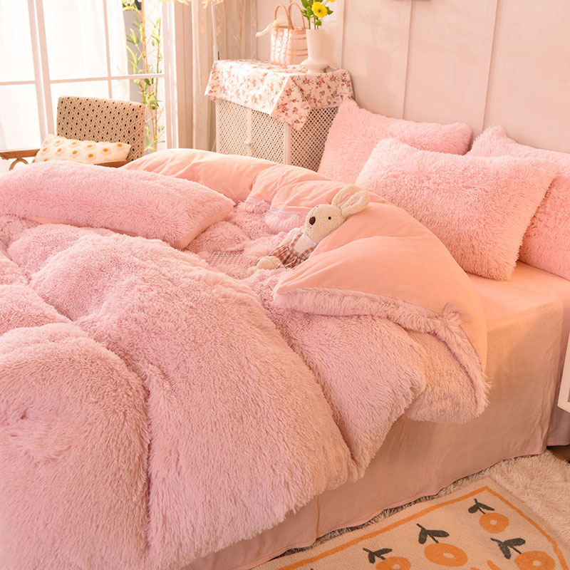 Zimski set posteljine od nerčevog baršuna, zadebljana navlaka za poplun, koraljni baršun, kristalni baršun, plahta u stilu princeze i čarapa s mehanizmom