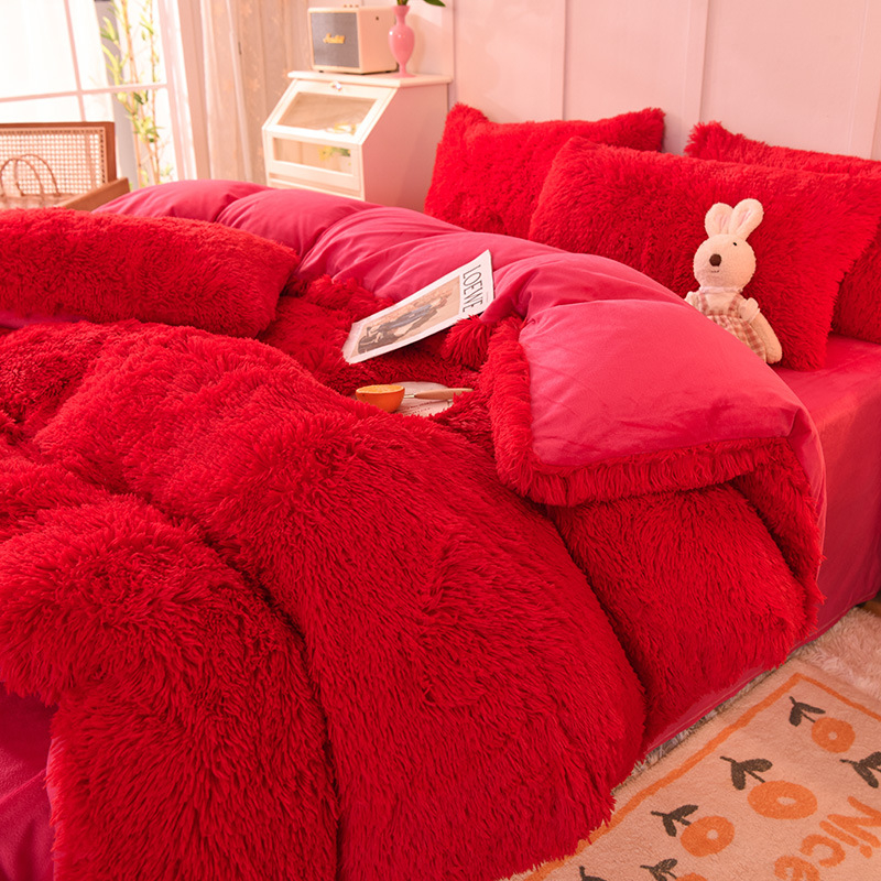 Zimski set posteljine od nerčevog baršuna, zadebljana navlaka za poplun, koraljni baršun, kristalni baršun, plahta u stilu princeze i čarapa s mehanizmom