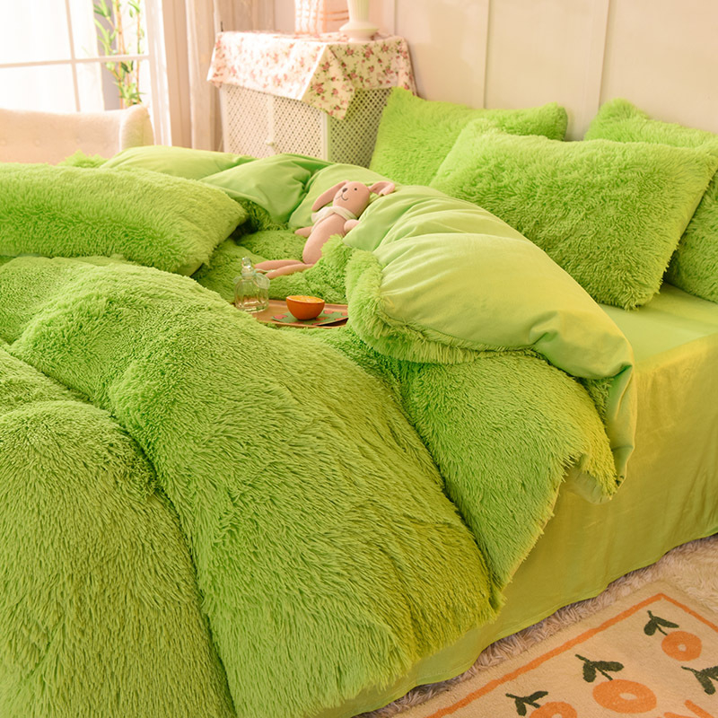 Zimski set posteljine od nerčevog baršuna, zadebljana navlaka za poplun, koraljni baršun, kristalni baršun, plahta u stilu princeze i čarapa s mehanizmom