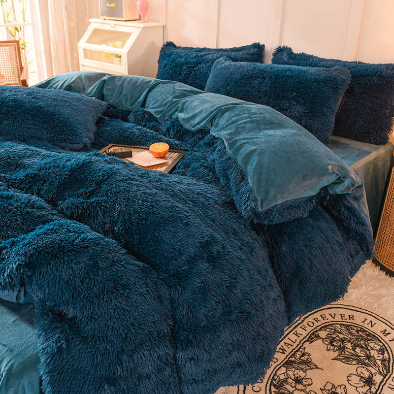 Zimski set posteljine od nerčevog baršuna, zadebljana navlaka za poplun, koraljni baršun, kristalni baršun, plahta u stilu princeze i čarapa s mehanizmom