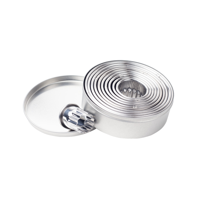 Nerūdijančio plieno koldūnų odelė, trijų dalių, virtuvės koldūnų odelė, didelė ir vidutinė, maža, nerūdijančio plieno, dantų apvali, pjaustyta