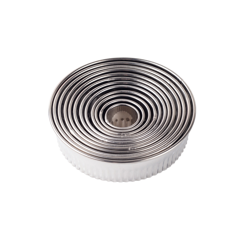 Nerūdijančio plieno koldūnų odelė, trijų dalių, virtuvės koldūnų odelė, didelė ir vidutinė, maža, nerūdijančio plieno, dantų apvali, pjaustyta