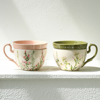 Lily Wind Bell Креативна практична керамична чаша с голям капацитет и капак, многофункционална чаша за закуска, чаша за мляко и купа за кисело мляко