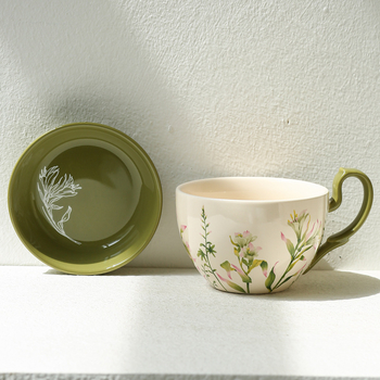 Lily Wind Bell Δημιουργικό Πρακτικό Κεραμικό Κύπελλο Μεγάλης Χωρητικότητας με Καπάκι Πολυλειτουργικό Κύπελλο Πρωινού Κύπελλο Γάλακτος Μπολ Γιαουρτιού