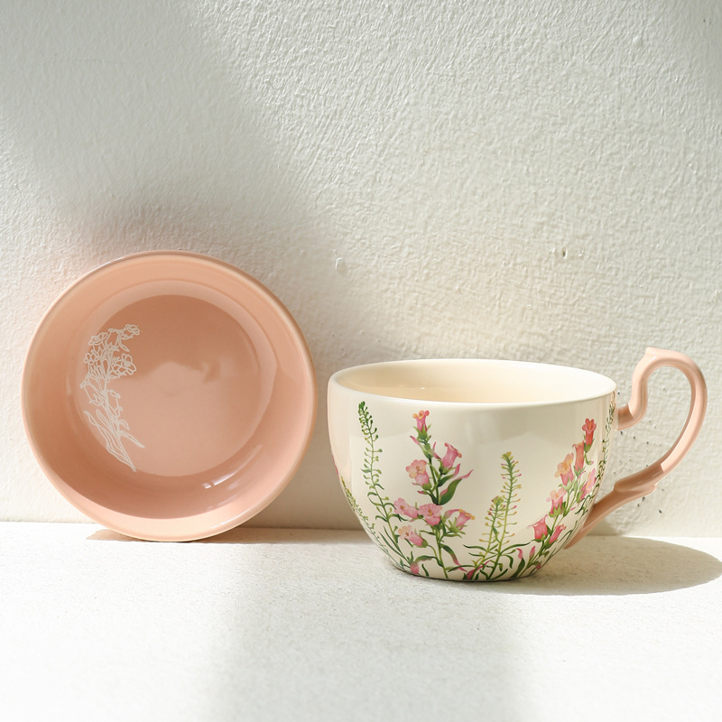 Lily Wind Bell Креативна практична керамична чаша с голям капацитет и капак, многофункционална чаша за закуска, чаша за мляко и купа за кисело мляко