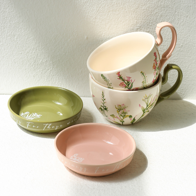 Lily Wind Bell Креативна практична керамична чаша с голям капацитет и капак, многофункционална чаша за закуска, чаша за мляко и купа за кисело мляко