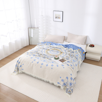 Multi-strat de bumbac tifon acoperire pătură prosop acoperire pătură pat dublu cearșaf birou aer condiționat pătură casual cu ciucuri
