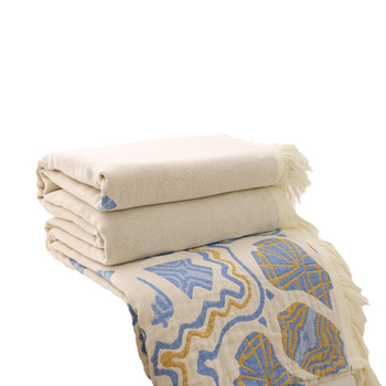 Multi-strat de bumbac tifon acoperire pătură prosop acoperire pătură pat dublu cearșaf birou aer condiționat pătură casual cu ciucuri