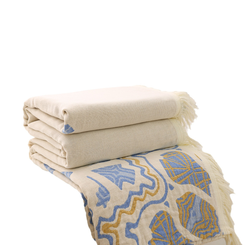 Multi-strat de bumbac tifon acoperire pătură prosop acoperire pătură pat dublu cearșaf birou aer condiționat pătură casual cu ciucuri