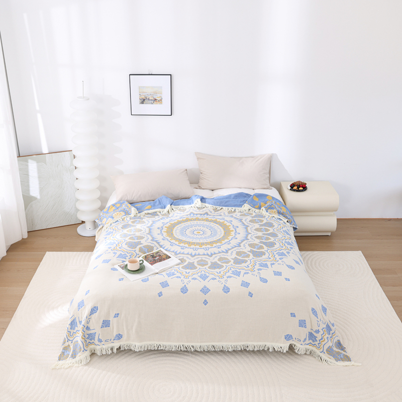 Multi-strat de bumbac tifon acoperire pătură prosop acoperire pătură pat dublu cearșaf birou aer condiționat pătură casual cu ciucuri