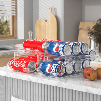 Αγορά υπερχείλισης Διπλό στρώμα ψυγείου Κουτί αποθήκευσης ποτών Δοχείο τροχήλατης οργάνωσης Ράφι αποθήκευσης κόκα κόλα Κουτί αποθήκευσης κουζίνας