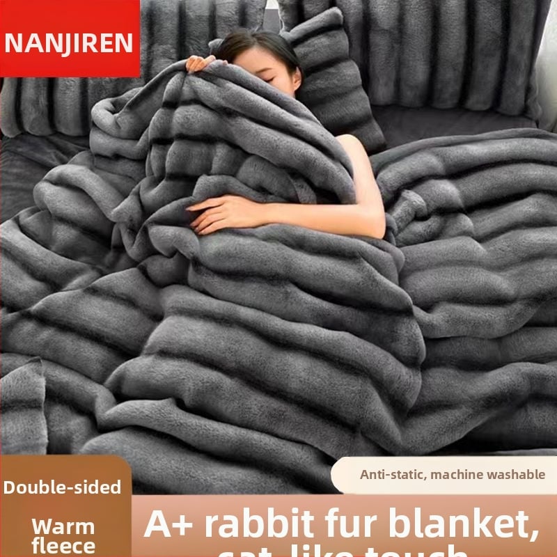 Antarktinio stiliaus vilnos pamušalu dengta koralų vilnos žieminė antklodė, biuro snaudulio antklodė, „Instagram“ stiliaus triušio vilnos antklodė, sofos antklodė, kosminė antklodė