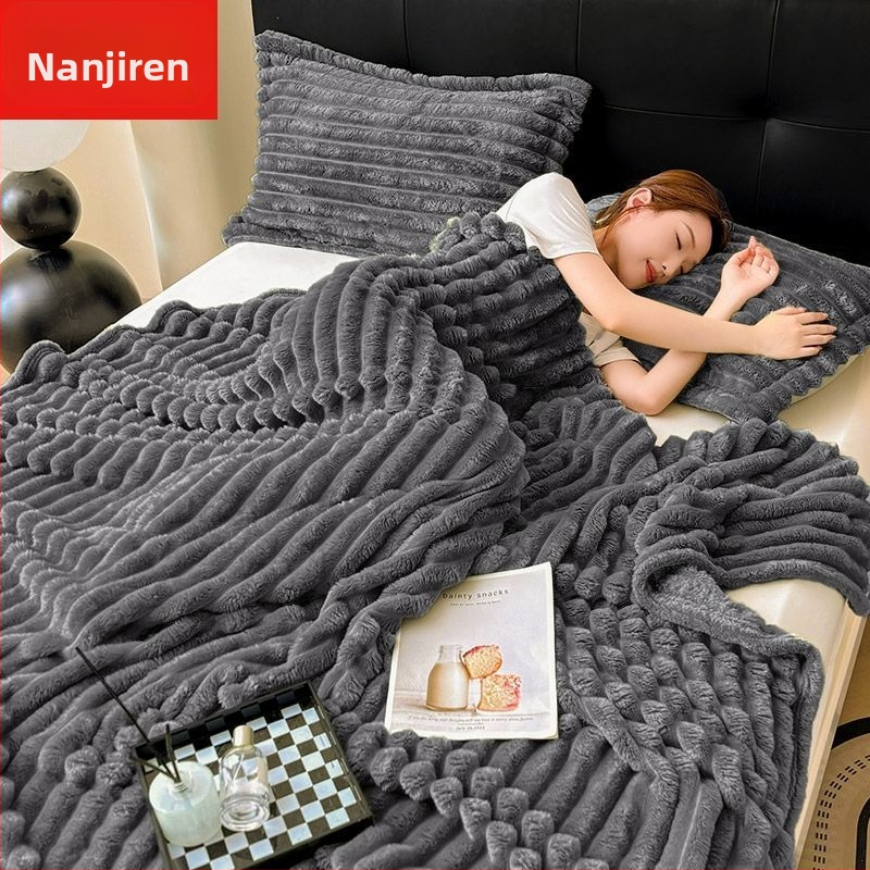 Antarktiszi polárbélésű korallpolár téli takaró, irodai szundikálótakaró, Instagram stílusú nyúlpolár takaró, kanapétakaró, űrtakaró