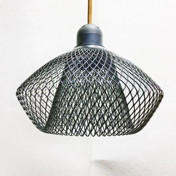 Candelabru de bar pentru acasă, cu plasă de fier transfrontalieră, iluminat gol cu dublu strat, model geometric, abajur