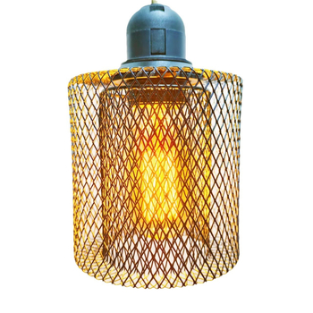 Candelabru de bar pentru acasă, cu plasă de fier transfrontalieră, iluminat gol cu dublu strat, model geometric, abajur