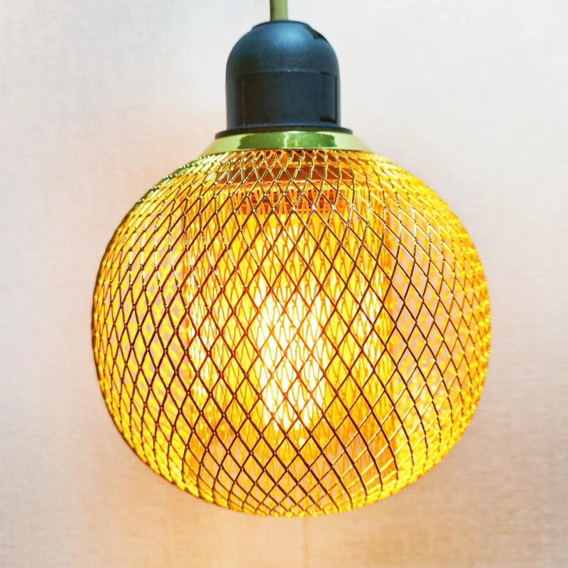 Candelabru de bar pentru acasă, cu plasă de fier transfrontalieră, iluminat gol cu dublu strat, model geometric, abajur