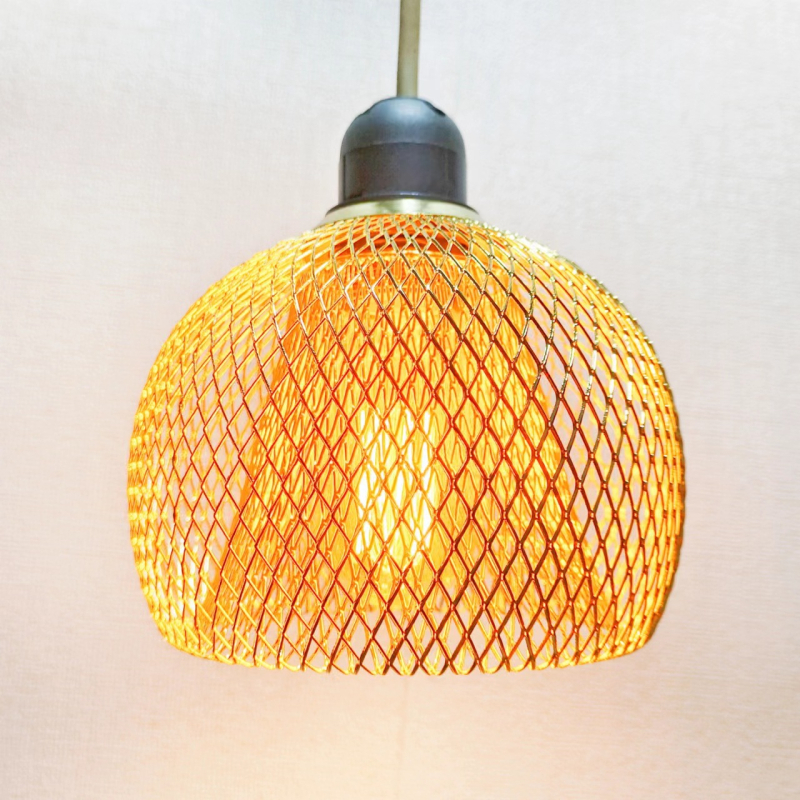 Candelabru de bar pentru acasă, cu plasă de fier transfrontalieră, iluminat gol cu dublu strat, model geometric, abajur