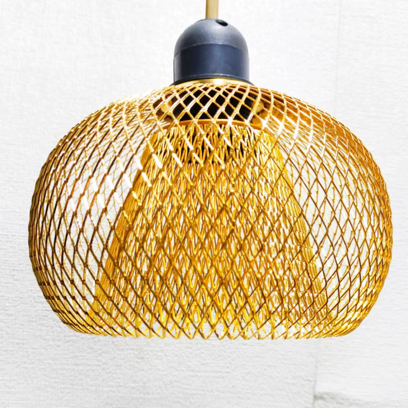 Candelabru de bar pentru acasă, cu plasă de fier transfrontalieră, iluminat gol cu dublu strat, model geometric, abajur