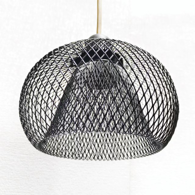 Candelabru de bar pentru acasă, cu plasă de fier transfrontalieră, iluminat gol cu dublu strat, model geometric, abajur