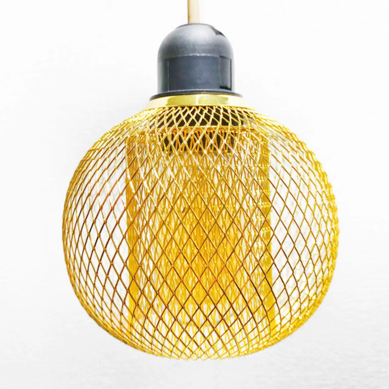 Candelabru de bar pentru acasă, cu plasă de fier transfrontalieră, iluminat gol cu dublu strat, model geometric, abajur