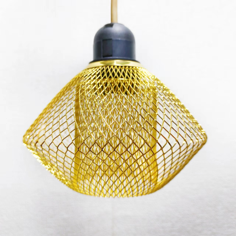 Candelabru de bar pentru acasă, cu plasă de fier transfrontalieră, iluminat gol cu dublu strat, model geometric, abajur