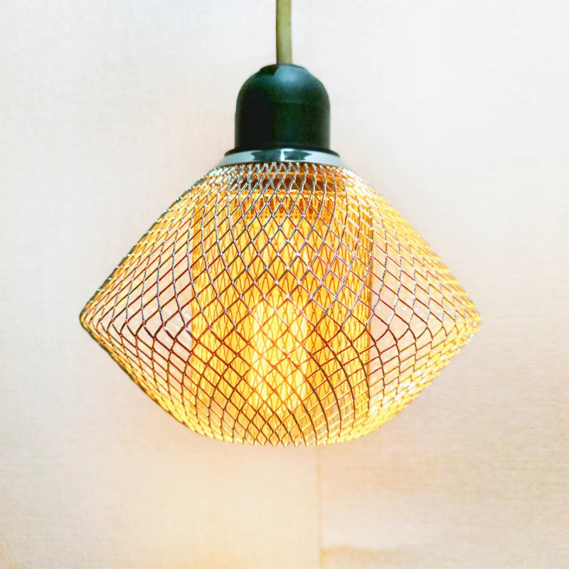 Candelabru de bar pentru acasă, cu plasă de fier transfrontalieră, iluminat gol cu dublu strat, model geometric, abajur