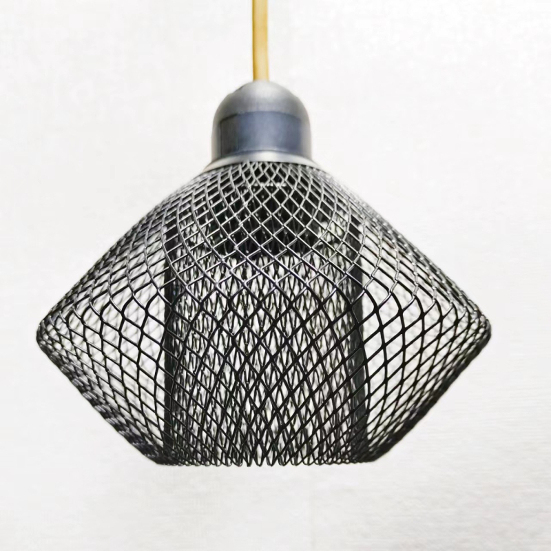 Candelabru de bar pentru acasă, cu plasă de fier transfrontalieră, iluminat gol cu dublu strat, model geometric, abajur