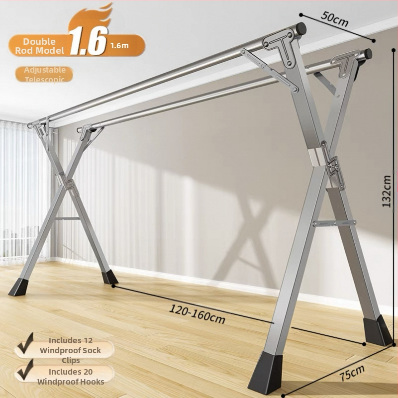 Απλή Ράφι Στεγνωτηρίου Δαπέδου Απλή Εσωτερική Χρήση Σπιτιού Μπαλκόνι Υπνοδωμάτιο Ανοξείδωτο Ατσάλι Εξωτερική Χρήση Δροσερό Τηλεσκοπική Ράβδος Στεγνωτήριο Πάπλωμα Ρούχα Ράβδος Στεγνωτηρίου
