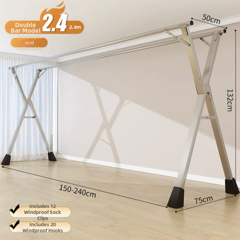 Απλή Ράφι Στεγνωτηρίου Δαπέδου Απλή Εσωτερική Χρήση Σπιτιού Μπαλκόνι Υπνοδωμάτιο Ανοξείδωτο Ατσάλι Εξωτερική Χρήση Δροσερό Τηλεσκοπική Ράβδος Στεγνωτήριο Πάπλωμα Ρούχα Ράβδος Στεγνωτηρίου