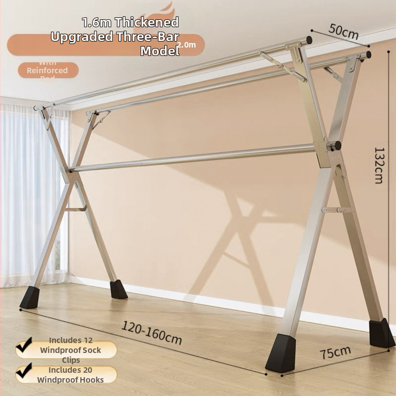 Απλή Ράφι Στεγνωτηρίου Δαπέδου Απλή Εσωτερική Χρήση Σπιτιού Μπαλκόνι Υπνοδωμάτιο Ανοξείδωτο Ατσάλι Εξωτερική Χρήση Δροσερό Τηλεσκοπική Ράβδος Στεγνωτήριο Πάπλωμα Ρούχα Ράβδος Στεγνωτηρίου
