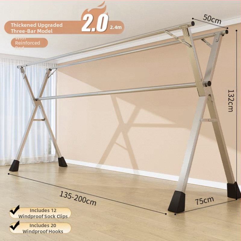 Απλή Ράφι Στεγνωτηρίου Δαπέδου Απλή Εσωτερική Χρήση Σπιτιού Μπαλκόνι Υπνοδωμάτιο Ανοξείδωτο Ατσάλι Εξωτερική Χρήση Δροσερό Τηλεσκοπική Ράβδος Στεγνωτήριο Πάπλωμα Ρούχα Ράβδος Στεγνωτηρίου