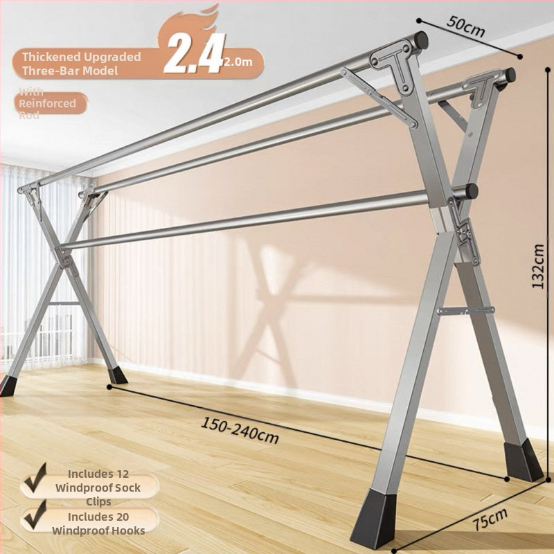 Απλή Ράφι Στεγνωτηρίου Δαπέδου Απλή Εσωτερική Χρήση Σπιτιού Μπαλκόνι Υπνοδωμάτιο Ανοξείδωτο Ατσάλι Εξωτερική Χρήση Δροσερό Τηλεσκοπική Ράβδος Στεγνωτήριο Πάπλωμα Ρούχα Ράβδος Στεγνωτηρίου
