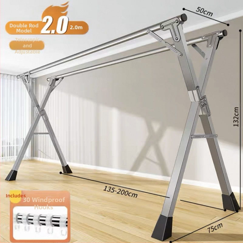 Απλή Ράφι Στεγνωτηρίου Δαπέδου Απλή Εσωτερική Χρήση Σπιτιού Μπαλκόνι Υπνοδωμάτιο Ανοξείδωτο Ατσάλι Εξωτερική Χρήση Δροσερό Τηλεσκοπική Ράβδος Στεγνωτήριο Πάπλωμα Ρούχα Ράβδος Στεγνωτηρίου