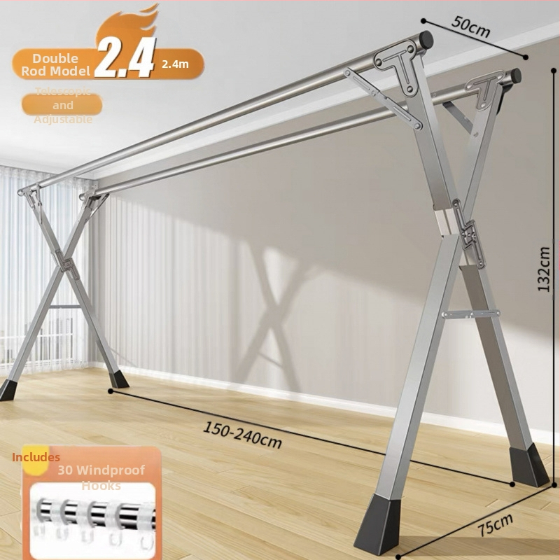 Απλή Ράφι Στεγνωτηρίου Δαπέδου Απλή Εσωτερική Χρήση Σπιτιού Μπαλκόνι Υπνοδωμάτιο Ανοξείδωτο Ατσάλι Εξωτερική Χρήση Δροσερό Τηλεσκοπική Ράβδος Στεγνωτήριο Πάπλωμα Ρούχα Ράβδος Στεγνωτηρίου