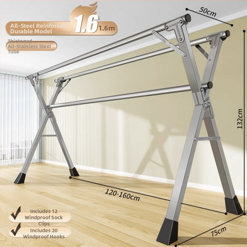 Απλή Ράφι Στεγνωτηρίου Δαπέδου Απλή Εσωτερική Χρήση Σπιτιού Μπαλκόνι Υπνοδωμάτιο Ανοξείδωτο Ατσάλι Εξωτερική Χρήση Δροσερό Τηλεσκοπική Ράβδος Στεγνωτήριο Πάπλωμα Ρούχα Ράβδος Στεγνωτηρίου
