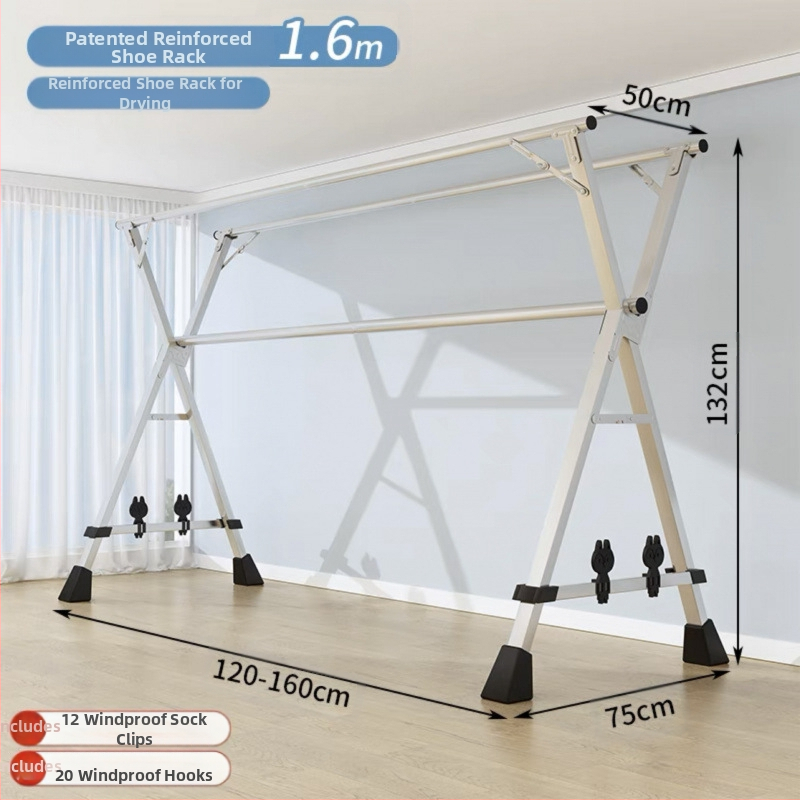 Απλή Ράφι Στεγνωτηρίου Δαπέδου Απλή Εσωτερική Χρήση Σπιτιού Μπαλκόνι Υπνοδωμάτιο Ανοξείδωτο Ατσάλι Εξωτερική Χρήση Δροσερό Τηλεσκοπική Ράβδος Στεγνωτήριο Πάπλωμα Ρούχα Ράβδος Στεγνωτηρίου