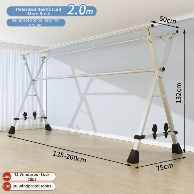 Απλή Ράφι Στεγνωτηρίου Δαπέδου Απλή Εσωτερική Χρήση Σπιτιού Μπαλκόνι Υπνοδωμάτιο Ανοξείδωτο Ατσάλι Εξωτερική Χρήση Δροσερό Τηλεσκοπική Ράβδος Στεγνωτήριο Πάπλωμα Ρούχα Ράβδος Στεγνωτηρίου