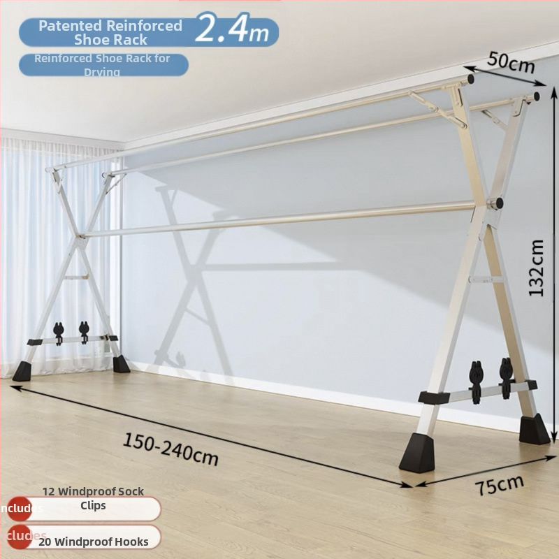 Απλή Ράφι Στεγνωτηρίου Δαπέδου Απλή Εσωτερική Χρήση Σπιτιού Μπαλκόνι Υπνοδωμάτιο Ανοξείδωτο Ατσάλι Εξωτερική Χρήση Δροσερό Τηλεσκοπική Ράβδος Στεγνωτήριο Πάπλωμα Ρούχα Ράβδος Στεγνωτηρίου